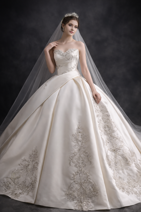 Celestine Royale Embroidered Ball Gown