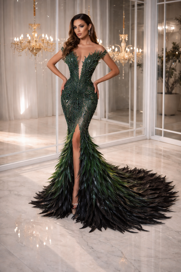 Emerald Couture Gown
